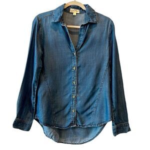 Cloth & Stone Jean Denim Chambray Button Long Sleeve Top Shirt XS School Teacher